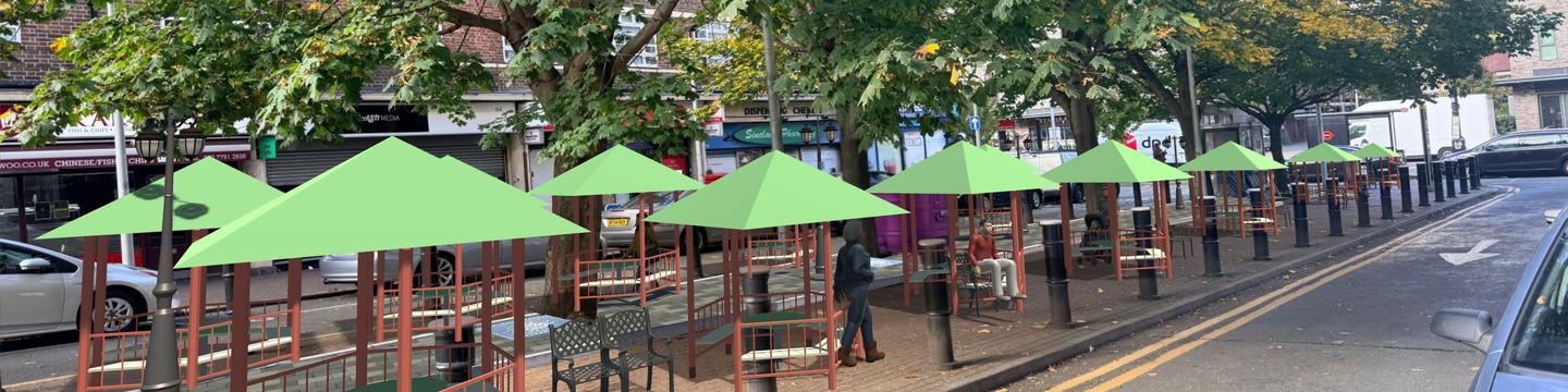 Rendered image of proposed market stalls at Ben Jonson Road Banjo