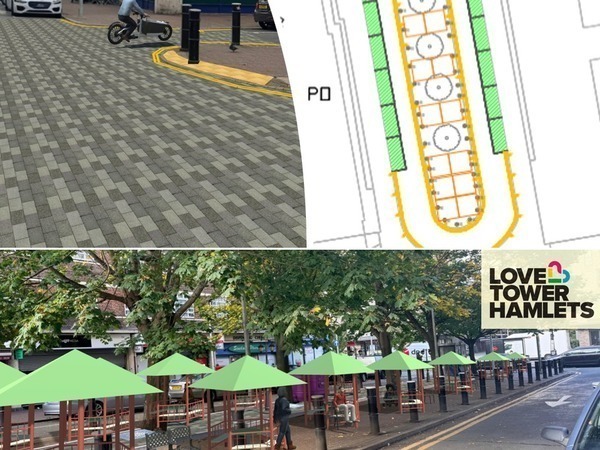 Rendered image of proposed market stalls at Ben Jonson Road Banjo
